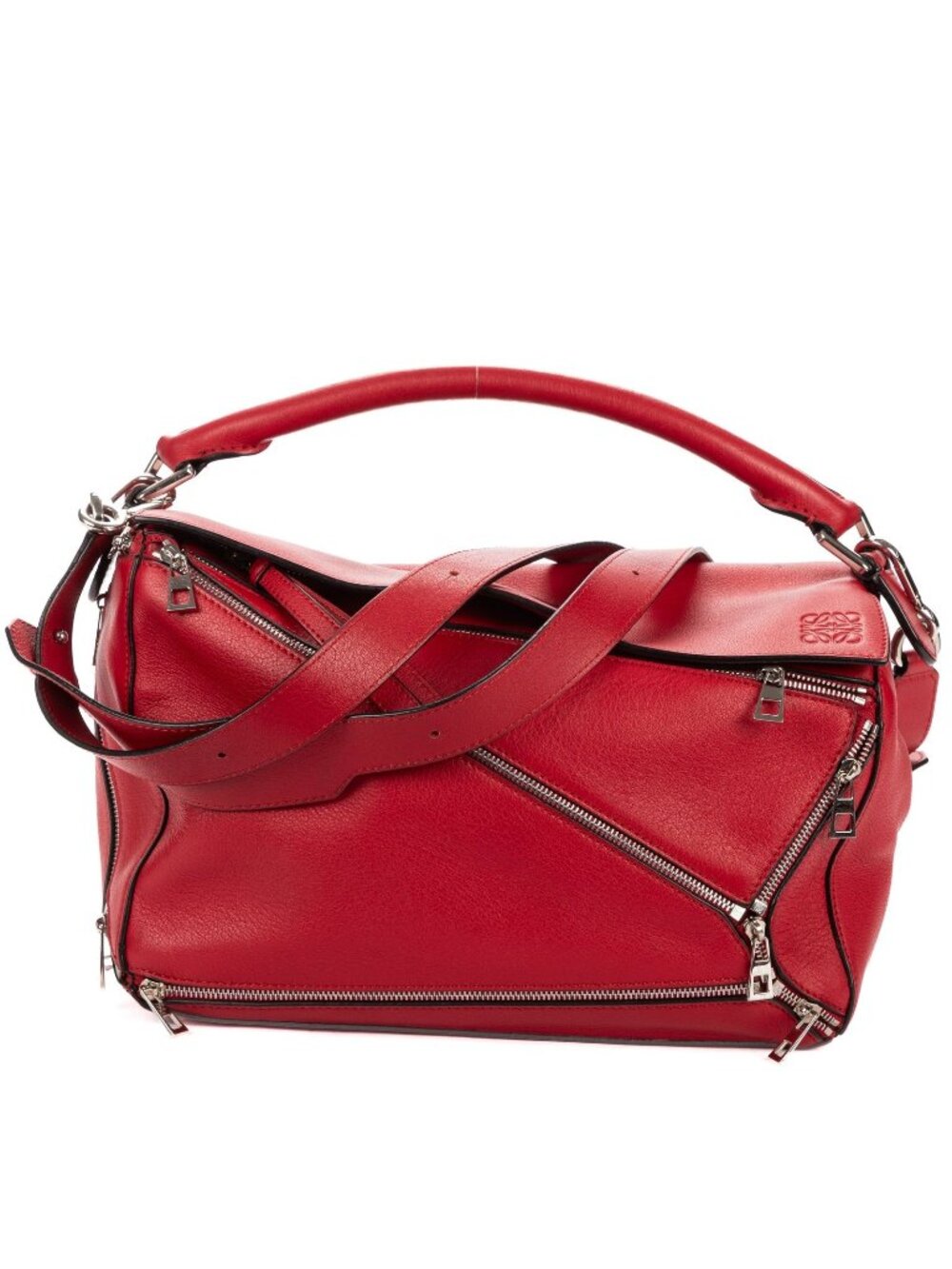 Loewe Medium Puzzle Bag Red Spike Calfskin Leather